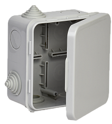 Коробка распаячная КМ для открытой проводки с откидной крышкой 100х100х50мм IP54 4 гермоввода (7035) GENERICA UKO31-100-100-050-K03-54G