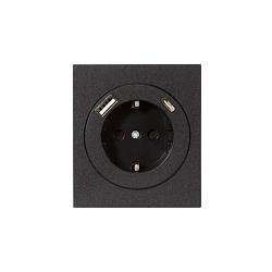 Розетка STRONG 1-ая с/з с/у з/ш 16А с USB A+C быстрой зарядки 5В/3А антрацит KRANZ KR-78-0704-5