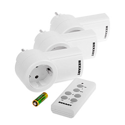 Радиоуправляемая  розетка c пультом RX-003 (один пульт, три розетки) 10А/30м REXANT 10-6030