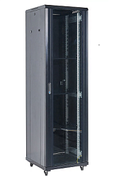 Напольный шкаф 19" 18U 600×600×987 (ШxГxВ), дверь стекло, металлическая задняя дверь, боковые съемные стенки, RAL 9005 REXANT 04-1866-212