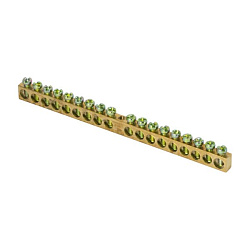 Шина PEN "ноль-земля" (6x9мм) 18 отв. латунь крепеж по центру EKF 