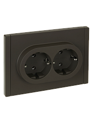 FORTE&PIANO Розетка 2-местная с заземлением без защитных шторок безвинтовое крепление 16А FP324 серый IEK FP-R21-16-1-K03