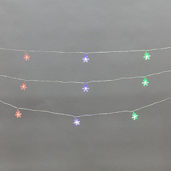 Гирлянда светодиодная Снежинки большие 5м, 20LED, IP20, прозрачный провод, свечение мульти (RG/RB), мигание, 230В NEON-NIGHT 304-024