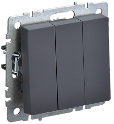 BRITE Выключатель 3-клавишный 10А ВС10-3-0-БрГ графит IEK BR-V30-0-10-K53