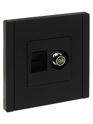 FORTE&PIANO Розетка двойная TV+RJ45 кат.5E FP136 черный IEK FP-AK20-1-K02