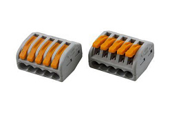 222-415 Универсальная клемма, 5-проводная, серая (0,08-2,5/4 мм²) (40 шт/уп) WAGO 