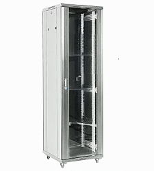 Напольный шкаф 19" 22U 600×600×1164 (ШxГxВ), дверь стекло, металлическая задняя дверь, боковые съемные стенки, RAL 7035 REXANT 04-2266-211