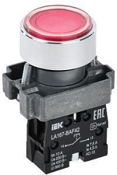 Кнопка управления LA167-BAF42 d=22мм 1р красная IEK BBT20-BAF42-2-22-67-K04
