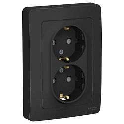 Розетка 2-м СП Blanca 16А IP20 250В с заземл. защ. шторки антрацит SE BLNRS001126 1210384