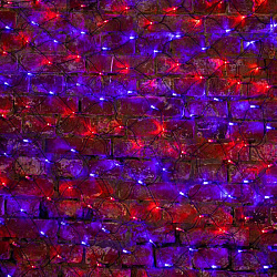 Гирлянда светодиодная Сеть 2х1,5м 288 LED КРАСНЫЙ/СИНИЙ черный ПВХ IP65 свечение с динамикой 230В контроллер в комплекте NEON-NIGHT 215-023