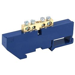 Шина «N» нулевая с синим изолятором на DIN-рейку 6x9мм стойка бол. 4 группы REXANT 11-2338