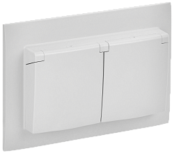 SKANDY Розетка 2-местная и крышкой 16А в сборе IP44 SK-R12W арктический белый IEK SK-R26-16-44-K01-F