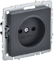 BRITE Розетка 1-местная без заземления с защитными шторками 10А РСш10-2-БрГ графит IEK BR-R13-10-K53