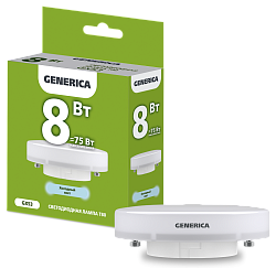 Лампа светодиодная T80 таблетка 8Вт 230В 6500К GX53 GENERICA LL-T80-08-230-65-GX53-G