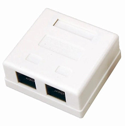 Розетка компьютерная 2-порта, UTP RJ-45, CAT 5e, внешняя DEKRON DEK1303-0002