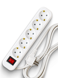 Сетевой фильтр СФ05 ПВС 3*0,75 (10А) 5гн. 5м. белый DEKRON DEK0905-1505
