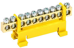 Шина PE "земля" на DIN-изоляторе типа "Стойка" ШНИ-6х9-10-С-Ж IEK YNN10-69-10P-K05