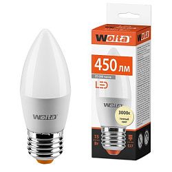 Лампа светодиодная "Свеча-C37" 7.5Вт 450лм 3000К Е27 (50шт/уп) WOLTA 25YC7.5E27