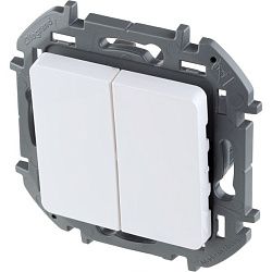 INSPIRIA Выключатель 2-клавишный схема 5 10АХ безвинтовые зажимы белый 673620