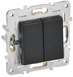 SKANDY Выключатель 2-клавишный 10А SK-V04Bl черный IEK SK-V20-0-10-K02