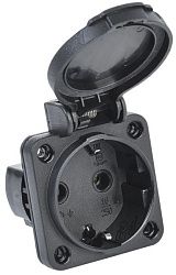 MAGNUM Розетка панельная SCHUKO РП14-3 с крышкой IP54 черный IEK 