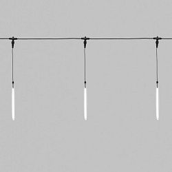 Гирлянда Тающие сосульки комплект 10 шт. х 30см, шаг 100см, 420 LED БЕЛЫЙ, черный каучук, IP65, 24В, соединяется NEON-NIGHT 256-425