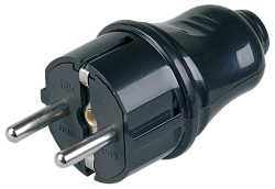 Вилка разборная прямая ВПп10-02-Ст с заземляющим контактом 16А черная IEK 