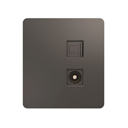 Розетка ROUND компьютерная RJ45 кат6 + TV с/у титан KRANZ KR-78-0722-2