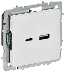 BRITE Розетка USB A+C 18Вт РЮ11-1-БрАБ арктический белый IEK BR-U22-018-K91