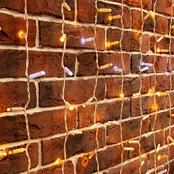 Гирлянда Светодиодный Дождь 2х3м, эффект мерцания, белый провод, 230 В, диоды ЖЁЛТЫЕ (шнур питания в 235-215