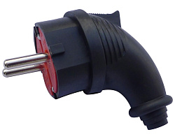 Вилка переносная угловая 16A, 250V, каучук, черный DEKRON DEK0903-0019
