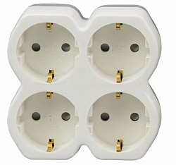 Сетевой разветвитель 4 гнезда с/з, с защитными шторками, 16A, 250V, белый DEKRON DEK09204-0005