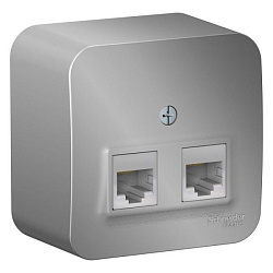 Розетка компьютерная 2-м ОП Blanca RJ45 кат.5E с изолир. пластиной алюм. SE BLNIA045453 1210565