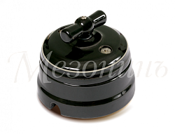 Выключатель ретро проходной фарфоровый поворотный на 2положения в комплекте с подъемной рамкой, 10А GE70404-52