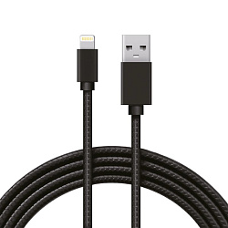 Кабель USB-A – Lightning для Apple, 2,4A 1м, в черной нейлоновой оплетке REXANT 18-7055