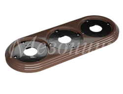 Рамка трехместная пластиковая, 234x92x14 мм, цвет - какао, серия УСАДЬБА, ТМ МЕЗОНИНЪ GE30703-70