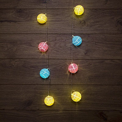 Гирлянда светодиодная Карамельки 1.5 м, прозрачный ПВХ, 10 LED, теплый белый, питание 2 х АА (батарейки не в комплекте) 303-082
