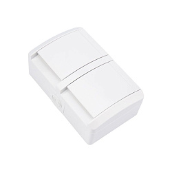 Блок горизонтальный 2 розетки INDUSTRIAL IP54 с заземлением, о/у, белый KRANZ KR-78-0805