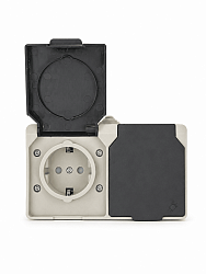 Розетка 2-местная брызгозащищенная IP54, серый DEKRON DEK0901-0015