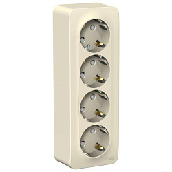 Розетка 4-м ОП Blanca 16А IP20 250В с заземл. защ. шторки с изолир. пластиной молоч. SE BLNRA011412 1210521