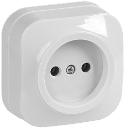 GLORY Розетка 1-местная для открытой установки без заземления без защитных шторок 10А РС20-2-ХБ белый IEK ERH10-K01-10