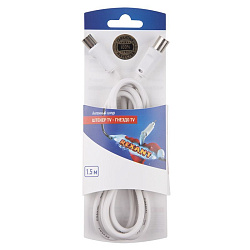 Шнур шт. TV - гн. TV 1,5м, белый REXANT 06-3080