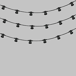 Гирлянда Белт-Лайт 2 жилы, 50м, шаг 20см, 250 патронов E27, IP65, черный круглый провод NEON-NIGHT 331-243