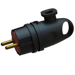 Вилка переносная угловая с кольцом каучук В 16-002 (черный) с заземлением ВЭТП0005