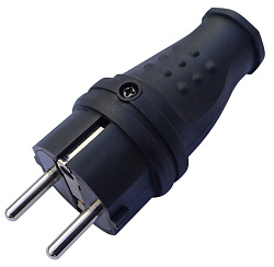 Вилка переносная прямая 16A, 250V, каучук, черный DEKRON DEK0903-0017