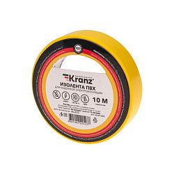 Изолента ПВХ 0,13х15мм, 10м, желтая KRANZ KR-09-2002