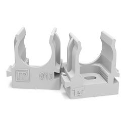 Крепеж-клипса для труб для монтажного пистолета серая в п/э д16 (100шт/уп) Промрукав PR13.0119