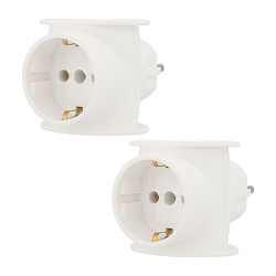 Набор тройников электрических универсальных 16А с/з, одно гнездо, белый (2 шт./уп.) REXANT 11-1080-2