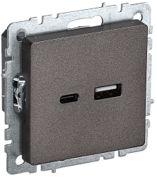 BRITE Розетка USB A+C 18Вт РЮ11-1-БрТБ темная бронза IEK BR-U22-018-K45
