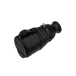 Розетка влагозащищенная переносная с крышкой 1 гнездо, с/з, 16А, IP44 каучук, черная REXANT 